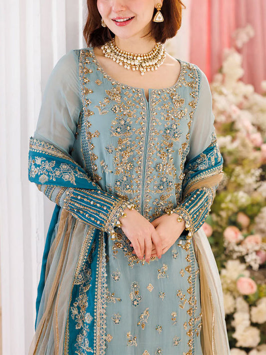 Heavy Embroidered Chiffon Dress With Embroidered Chiffon Dupatta (Unstitched)
