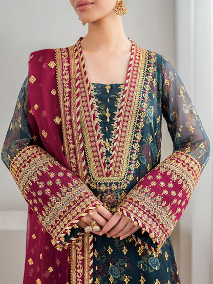 BAROQUE Chiffon Hevy Embroidered Dress With Digital Printed Sequence Embroidered Dupatta (Unstitched) (CHI-1044)