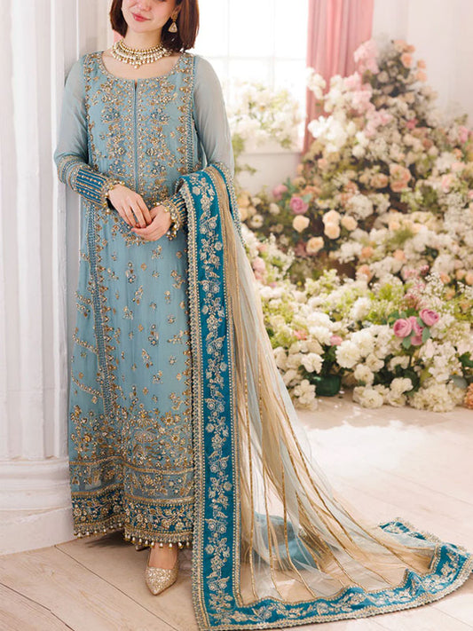 Heavy Embroidered Chiffon Dress With Embroidered Chiffon Dupatta (Unstitched)