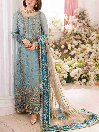Heavy Embroidered Chiffon Dress With Embroidered Chiffon Dupatta (Unstitched)